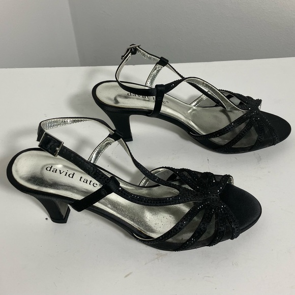 David Tate Women’s 6.5 Black Satin Strappy Refined Dress Heel NWOT - Picture 5 of 10